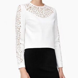 Clover Canyon White Neoprene Top with Lazer-cut Details Sz. S NWOT